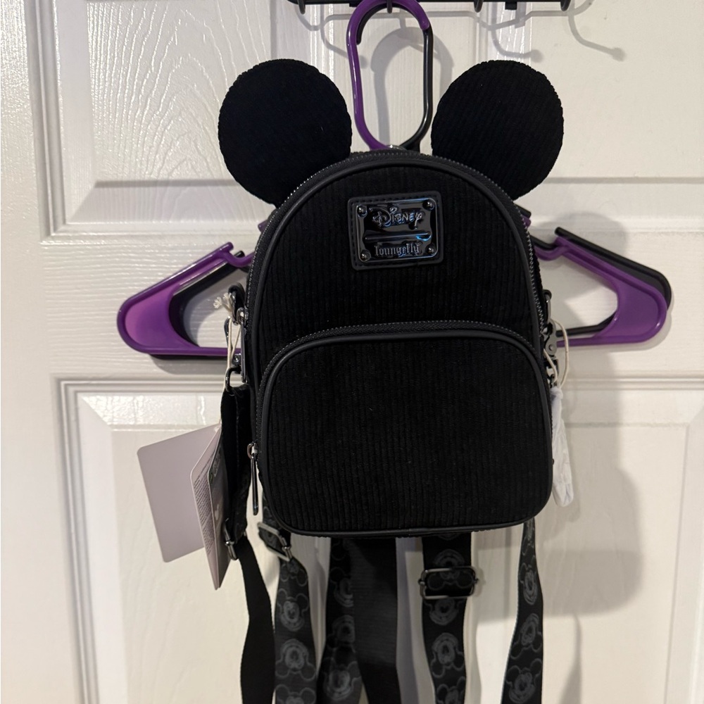 Loungefly Black Corduroy Backpack with Iconic Ears